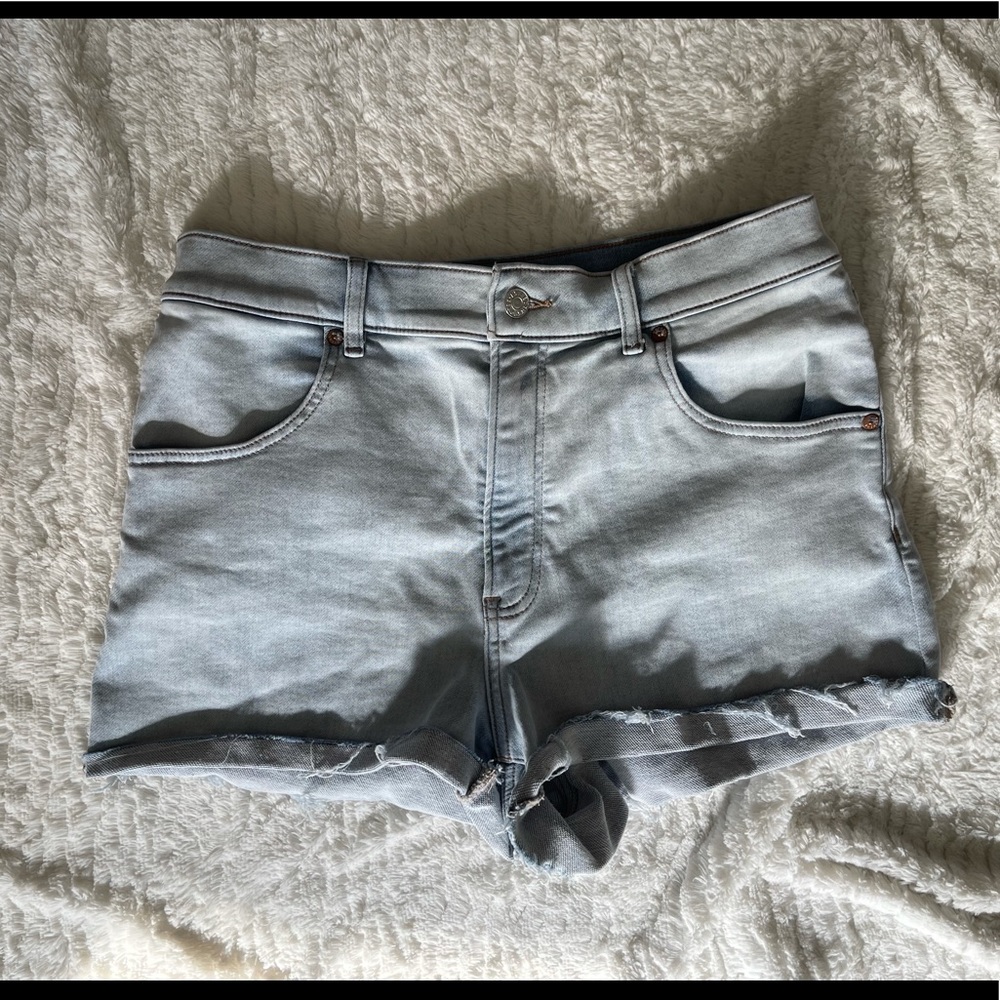 EXPRESS Mom Shorts SUPER High Rise Light Wash Denim Shorts